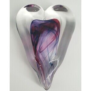 Vintage Art Glass Heart Paperweight Signed and Dated by Lisa R Rowe